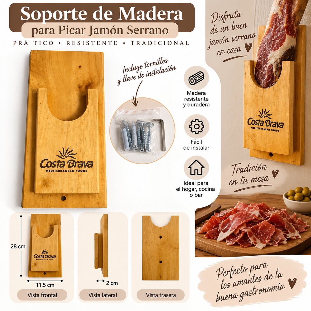 Soporte de Madera para Picar Jamón Serrano – Costa Brava – Nuevo